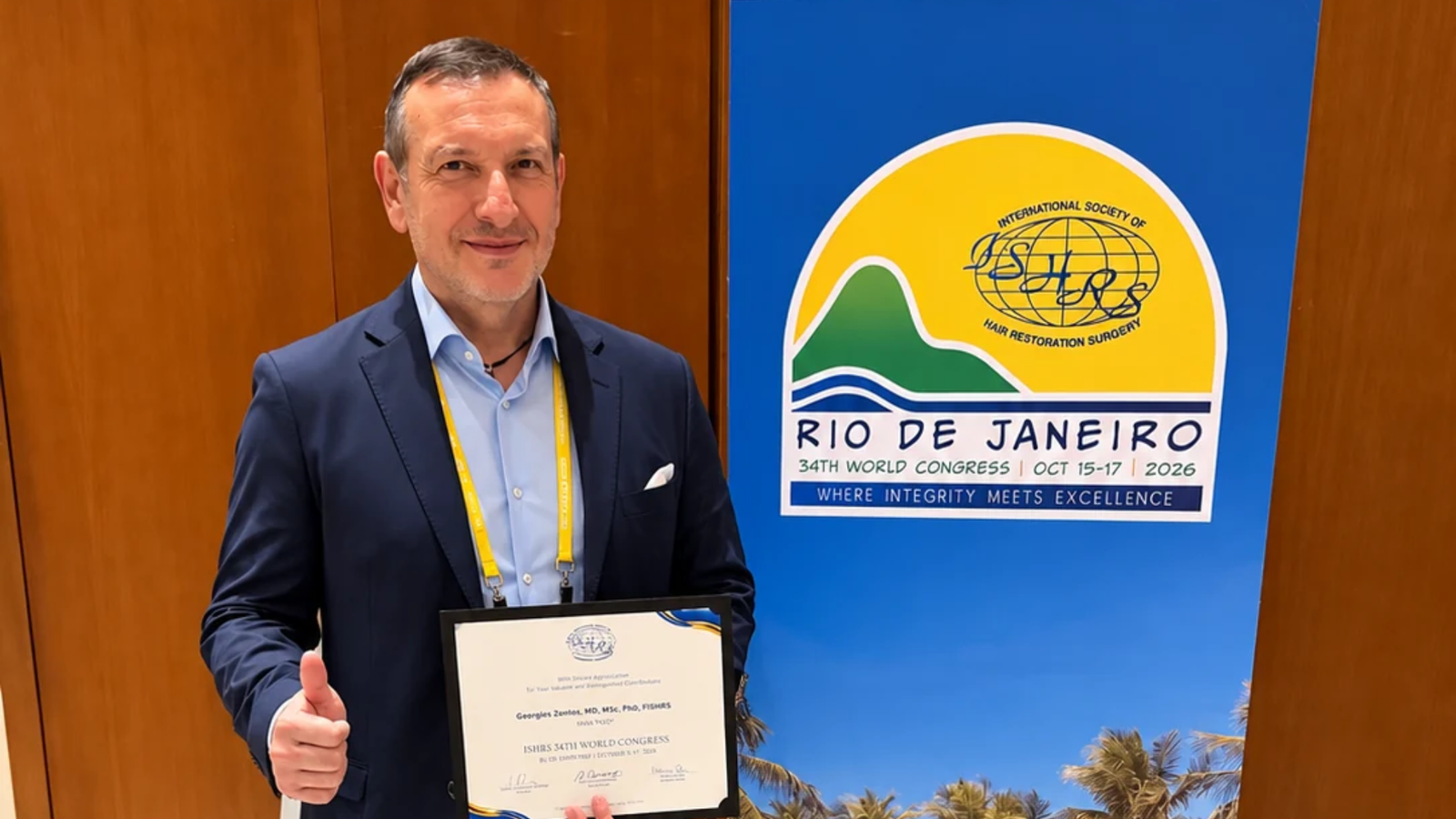 Georgios Zontos: International Award and Election to the ISHRS Board of Governors — A Strong Greek Presence at the World Congress of Hair Restoration Surgery